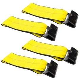 US Cargo Control 4 Inch x 11 Inch Yellow Fixed End with Flat Hook and Bolt Loop, Use to Replace Old Straps Without Paying to Replace The Ratchet Too, 4 Pack