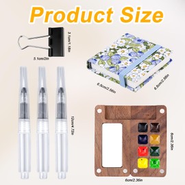 Mini Set, Portable Sketchbook Palette Set 8 Grids Mini Travel Watercolour Notebook Colouring Pens Clip for Watercolour Gouache and Acrylic Painting (Blueberry)