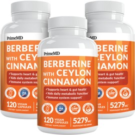 21-in-1 Berberine Supplement with Ceylon Cinnamon with Chromium, Bitter Melon and Green Tea Extract and Black Pepper Extract 5X for Energy & Metabolism Support with 5279 mg (120 ct, Pack of 3)