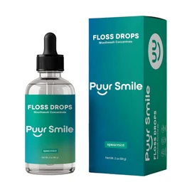 Puur Smile Concentrated Floss Drop Serum – 2oz Concentrated Mouth Wash to Use in Water Flosser | Natural Essentials Promotes Good Breath | Organic Spearmint Drop Supports Good Oral Health
