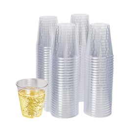 Craft And Party, 1oz 100 pcs Premium Clear Shot Glasses. Disposable Clear Cups for Wine Tasting, Vodka, Whiskey, jelly shot, sample Cups For Party and Gathering. (100, 1oz)