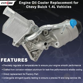 Engine Oil Cooler Filter Housing Assembly Adapter with Gasket, Filter Insert, Cap Compatible with 2011-2021 Chevy Cruze Sonic Trax Buick Encore 1.4L Turbo Replace 55566784 918-428 55565388 88179-91400