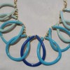 Devan aqua blue gold metal chain necklace and earing set