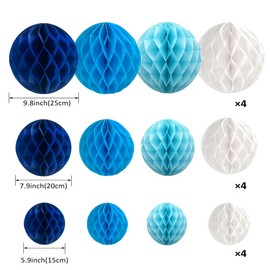 Set of 12 Honeycomb Balls White Blue 15cm 20cm 25cm Honeycomb Pom Poms Party Birthday After-Party Wedding Reception Wedding Event Decoration Decoration