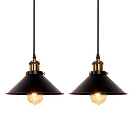 Newrays Industrial Retro Black Iron Kitchen Restaurant Bar Balcony Hanging Pendant Light (2 Pack)