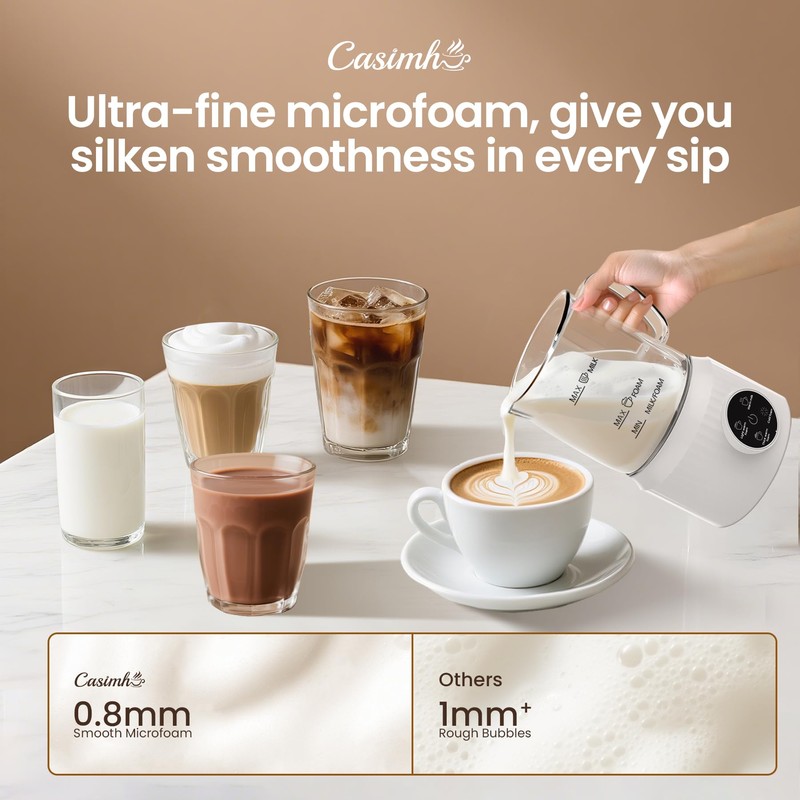 Casimhu 4-in-1 Milk Frother, Electric Milk Frother and Steamer with