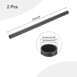 sourcing map 1/2 Inch PVC Rigid Tube Round Pipe Tubing Hardware Tubing 12mm ID 14mm OD 9" Length Dark Grey High Impact for Water Pipe, Crafts, Cable Sleeve 2pcs