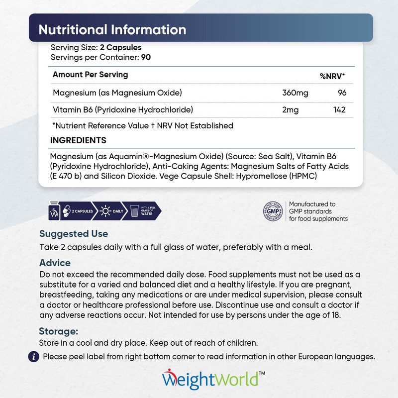 High Strength Magnesium Supplements - 180 Vegan Marine Magnesium Capsules