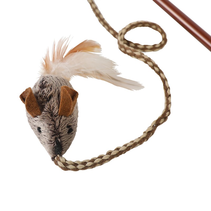 OurPet's Play-N-Squeak Teathered & Feathered Play Wand Cat Toy, for