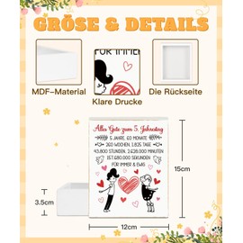 Putuo Decor Jahrestag Tischschild – Geschenk zum 5. Hochzeitstag oder Beziehungstag – Dekoration für Partner, Freund, Ehemann, Ehefrau