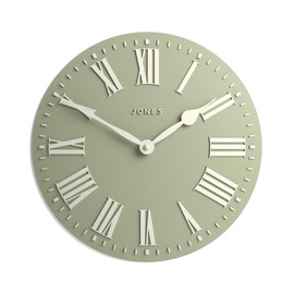 Jones Clocks® Strand wall clock | Modern convex clock | 30cm | Pale green | Roman numerals| Ideal for the kitchen, living room, office or bedroom