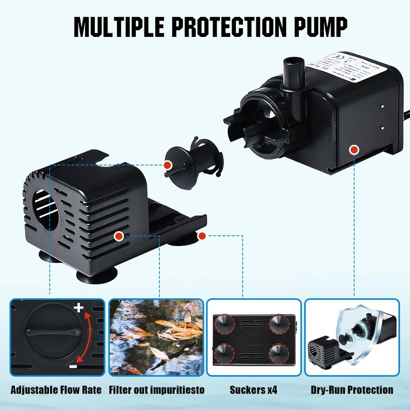 ECO-WORTHY Solar Water Fountain Pump Kit 216 GPH Flow 13W
