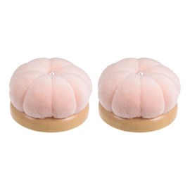 HARFINGTON 2pcs Wooden Base Needle Pincushions Japanese Style Pin Cushions Round Pin Cushion Needle Holder for Sewing Quilting Needlework DIY Crafts, Light Pink