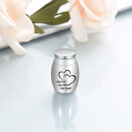 QGJNSGC Small Keepsake Urns for Human Mini Cremation Urn for Pet Ashes Small Funeral Urns for Ashes Stainless Steel Cremation Funeral Urn (Silver-C)
