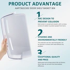 AAP73631502 Refrigerator Door Bin Shelf Replacement RIGHT Compatible for Ken-more LG Elite Refrigerator Shelf Replacement-LFX28968ST Door Bin AP5673810,2652330,AAP72909218-by MIFLUS
