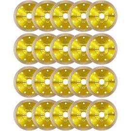 Therwen 20 PCS Diamond Saw Blade 4-1/2 inch Thin Tile Blade Bulk Diamond Cutting Wheel for Angle Grinder Smooth Cutting Porcelain Ceramic Tile Granite Marbles(Gold)