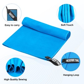 AOSCTELF Microfibre Towel Fast-drying Super Absorbent Towels,Camping and Hiking Towel,Ultra Lightweight Sport Travel Towel for Swimming and Beach Blue 50 * 120cm