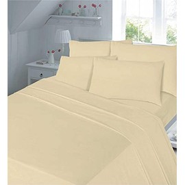 Comfort Collections Flannelette Fitted Bed Sheet Thermal Soft With FREE MATCHING 2 X PILLOW CASE Plain Dyed 100% Cotton Bed Fitted Sheet Latte Double