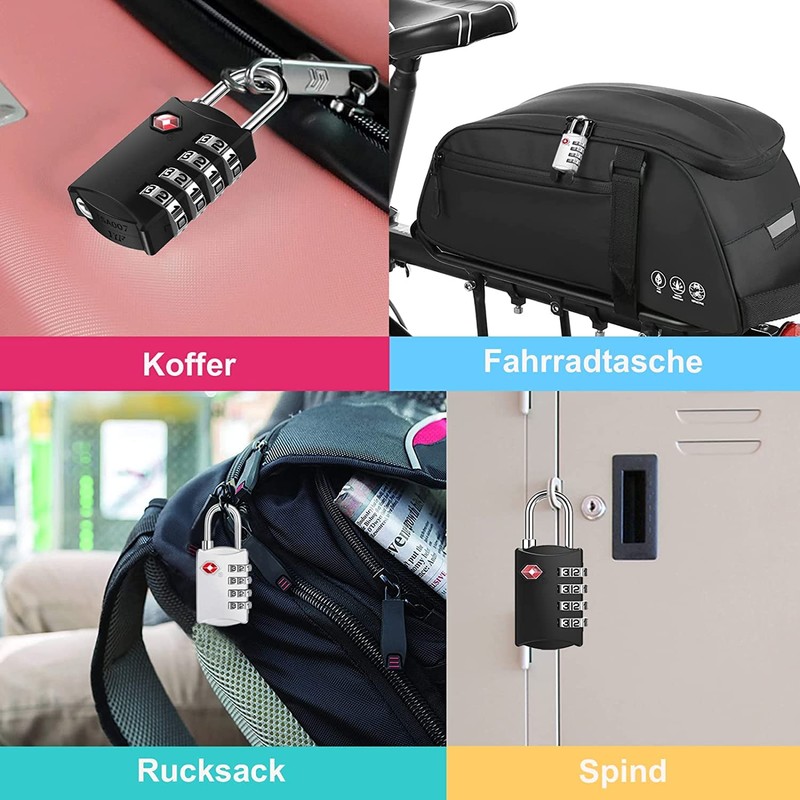 ZHEGE TSA Lock Suitcase, Suitcase Locks, 4-Digit Locks, Combination Code