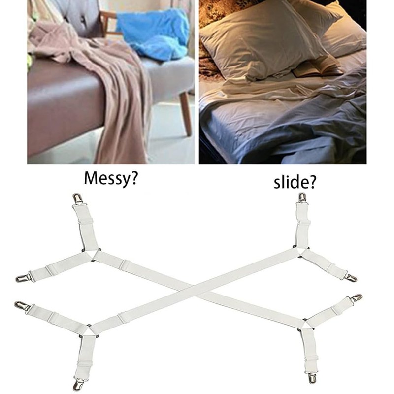 VIVIIHOO Bed Sheet Tie Down Straps - Adjustable Bed Scrunchie
