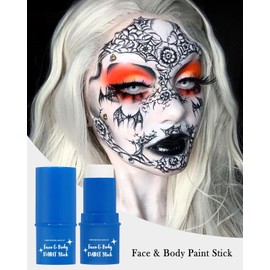 Base Blanca Maquillaje Pintura Cara Halloween, Maquillaje Blanco para Halloween SFX Cosplay Clown Halloween Paint Stick Pintura Corporal Impermeable A Prueba De Sudor Para Maquillaje Halloween (03)