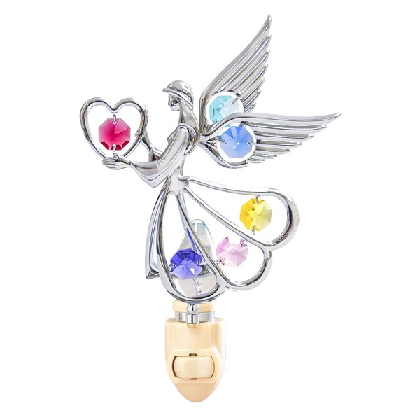 Chrome Angel with Heart Night Light - Multicolored Mascot Crystal