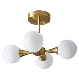 Modo Lighting Industrial Ceiling Light Semi Flush Mount Chandelier E26 Antique Brass Light Fixture Mid Century Molecule Magic Bean Ceiling Lamp for Bedroom Living Room Farmhouse (4 Head)