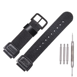 MCXGL 18mm Nylon strap Replacement for Casio Men's AE1200WH AE-1000 SGW-300H/400 W-735 PRG270 Leather Watch band - Black buckle