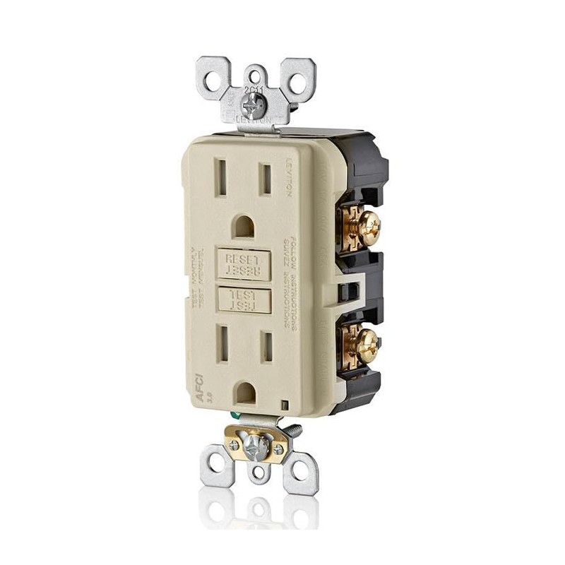 Leviton AFCI Outlet, 15 Amp, Self Test, Tamper-Resistant with LED