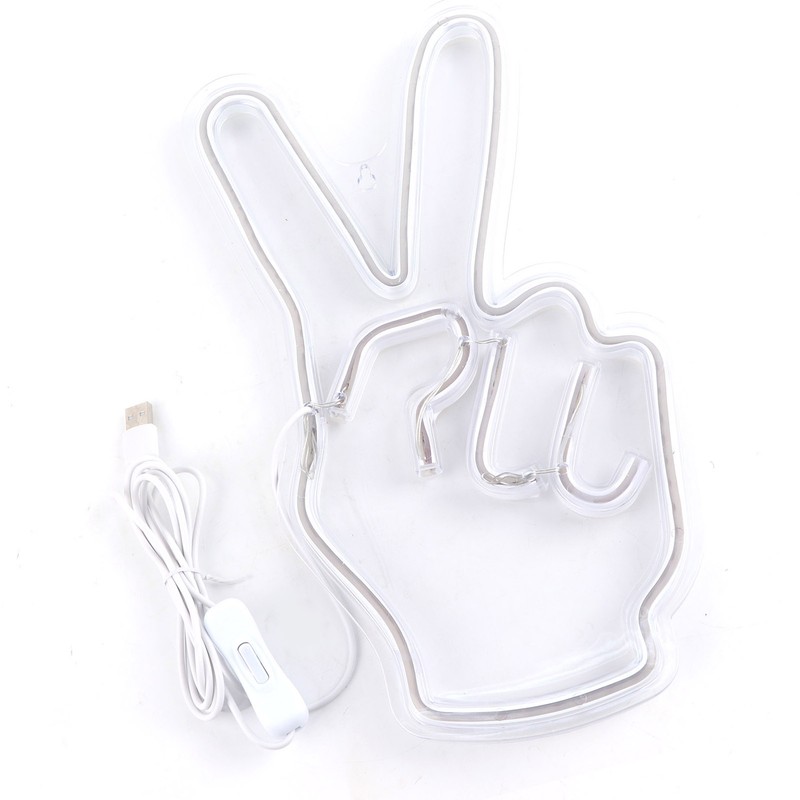 Neon Sign Light Innovative Victory Gesture Decorative Lamp USB Powered