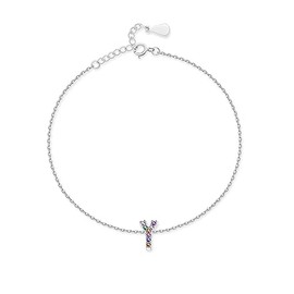 MARLION JEWELS Silver bracelet for women with letters. Women's silver bracelet for women, girls, ideal for Valentine's Day and Mother's Day gift, birthday... jewellery women's bracelets, Gold -