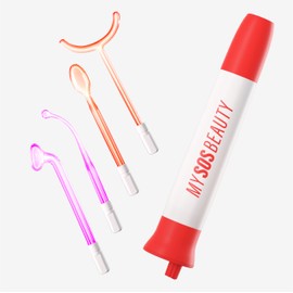 My SOS Beauty High Frequency Device - Complete Anti-Aging Treatment and Anti-Blemishes at Home - Mouthpieces Argon and Neon
