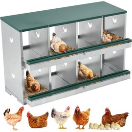 Metal Chicken Nesting Boxes, Two-Tier Chicken Egg Laying Box with 8 Compartments Large Vented Holes Chicken Coop for Hens Chickens