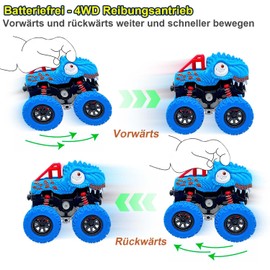 AESTEMON Car Toy from 3 Years Boy, Pack of 2 Monster Truck Dinosaur Cars Toy Children's Toy 2 3 Years Boy, 360° Rotating Toy Car Children Gift Boy 2 3 4 5 Years