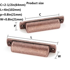 khtumeware 10 Pack 2-1/2"(64mm) Vintage Drawer Pulls Antique Copper Cabinet Bin Cup Pulls Kitchen Hardware Cabinet Handles Drawer Handles Knobs.