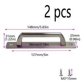 Risbay 2 Pcs Closet Door Handles with Plate,6 inch Gate Handle,Aluminium Alloy Door Pull Handle,5 inch (127 mm) Hole Center Sliding Barn Door Handle,Silver