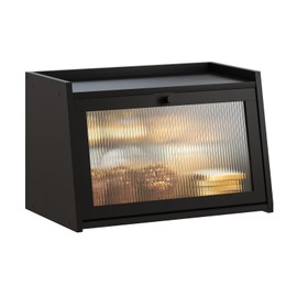 GHWIE Large Bread Box, Easy Access & Cleaning - Bamboo Bread Box for Kitchen Countertop with Acrylic Door (Black, Medium)