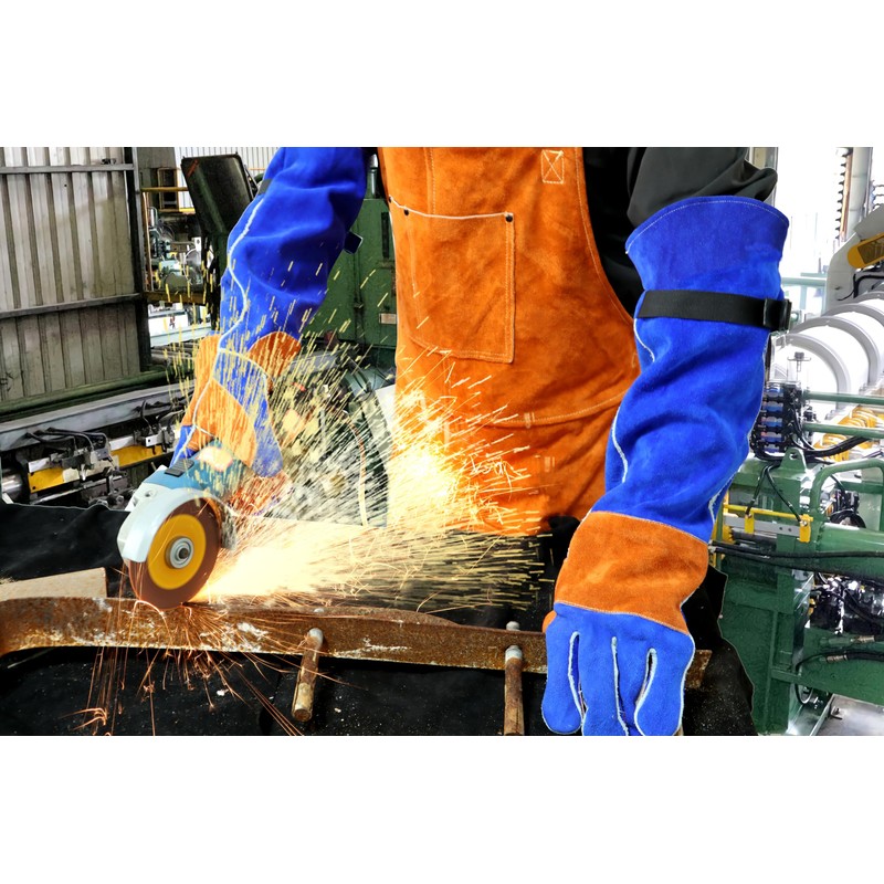 shenwld Leather Welding Sleeves,Work Gloves with Palm Reinforcements,Bite Proof for