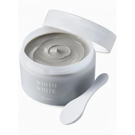 【Clear Pores, Spa Feeling】WHITH WHITE Clay Pack with Spatula 100g Pore Care, Exfoliation, Facial Mud Pack, Ceramide, AHA Peeling, Low Irritation
