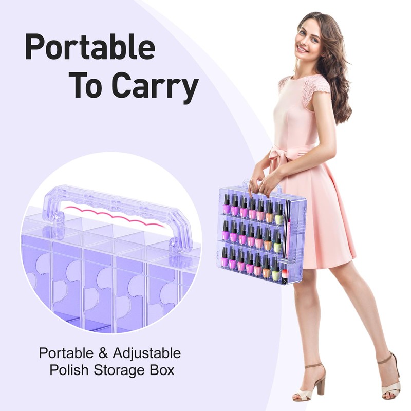 Beloving Nail Polish Organizer Case for 48 Bottles Nail Polish