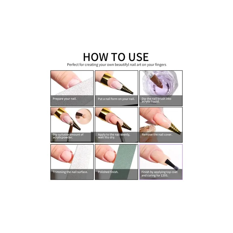 Kit Profesional De Uñas Acrílicas Monómero Líquido