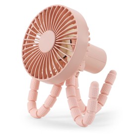 Mini Handheld Baby Stroller Fan, Personal Portable Fan with Flexible Tripod, USB Fan Rechargeable Battery Operated Fan 3 Speeds Personal Fan Clip On for Home Office Car Seat Outdoor Travel (Pink)