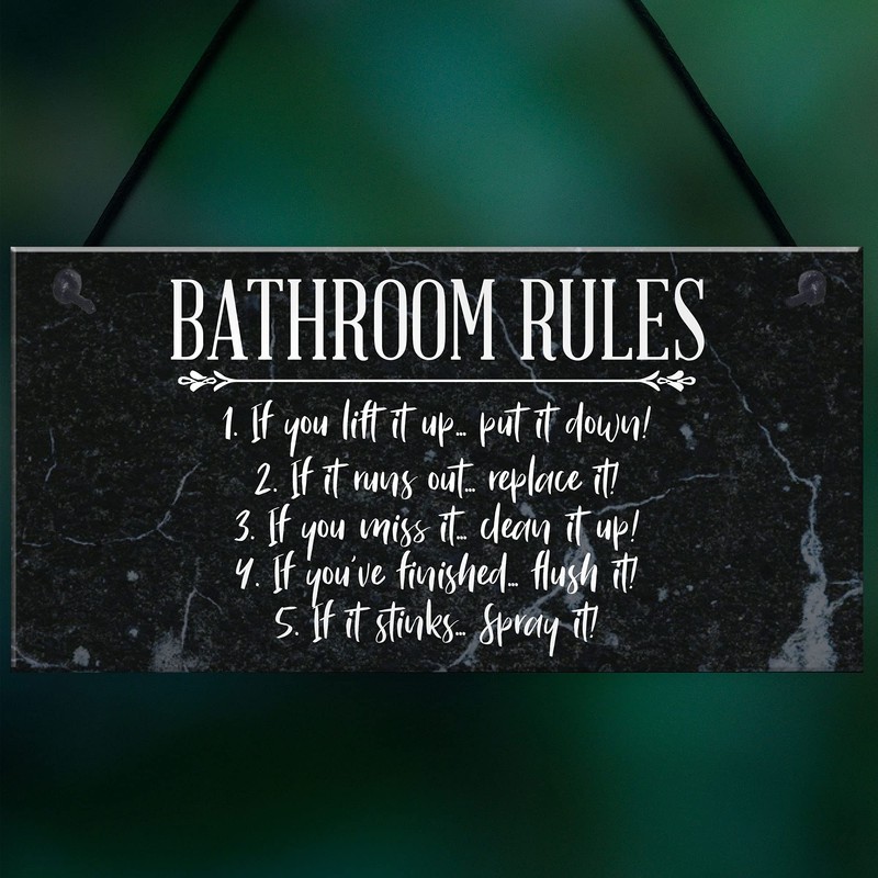 RED OCEAN Bathroom Rules Marble Theme Home Decor Bathroom Toilet