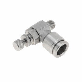 RATCHROLL Push to Connect Air Fittings 1/2" 90 Degree Air Flow Control Valve 304 Stainless Steel 1/8" BSPT 1 Pc Silver Tone