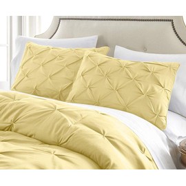 TRP 7 Piece Pintuck Comforter Set Queen, Pinch Pleated Classic Contemporary Elegant Textured Decorative Yellow Bedding Warm Soft Cozy Comfy Microfiber Fabric