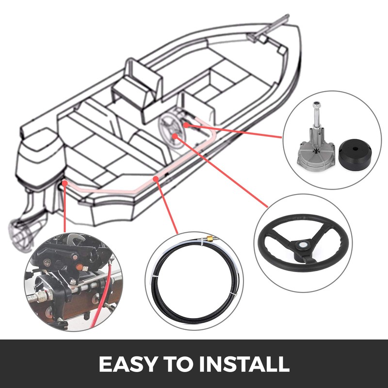 Bestauto Outboard Steering System 14' Outboard Steering Kit 14 Feet