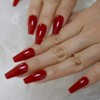 Gorgeous Red Press on Ballet False Nails Long Ruby-red Coffin