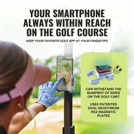 Stripebird Original Magnetic Golf Cart Phone Holder (SilverBlue), Golf Caddy, Coolest Golf Cart Accessories, Cool Golf Gadgets, Slim Smartphone Mount