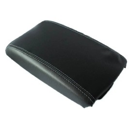 Kar Designers Fits 09-13 Mazda 3 Real Leather Center Console Lid Armrest Cover w/Gray Stitch