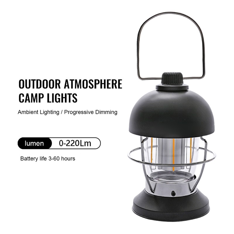 2000mAh LED Camping Lantern Retro Rechargeable Camping Lights Portable Tent